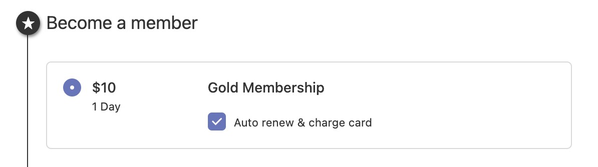 membership checkout flow with auto renewal checked